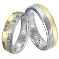 Fancy Design Gold Plated Titanium Ring with CZ or Diamond Stones for Ladies Ring